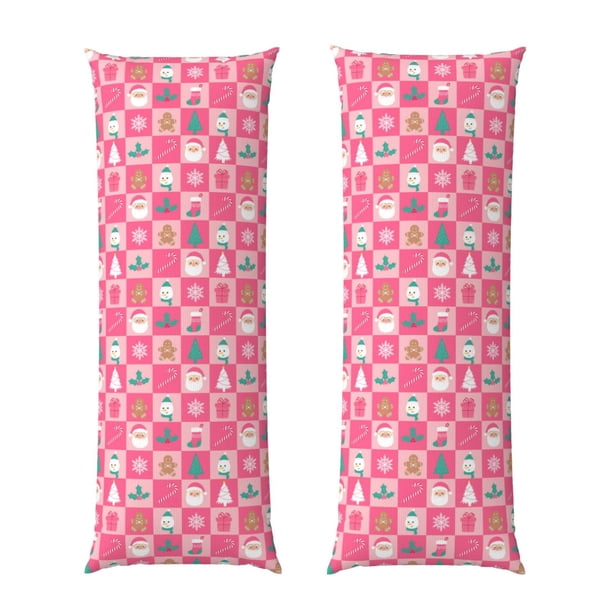 Fotbe Pink Christmas Cheer Funda para Almohada Corporal con Diseño, Funda de Microfibra Ultrasuave de 20x54 Pulgadas, Ropa de Cama Elegante