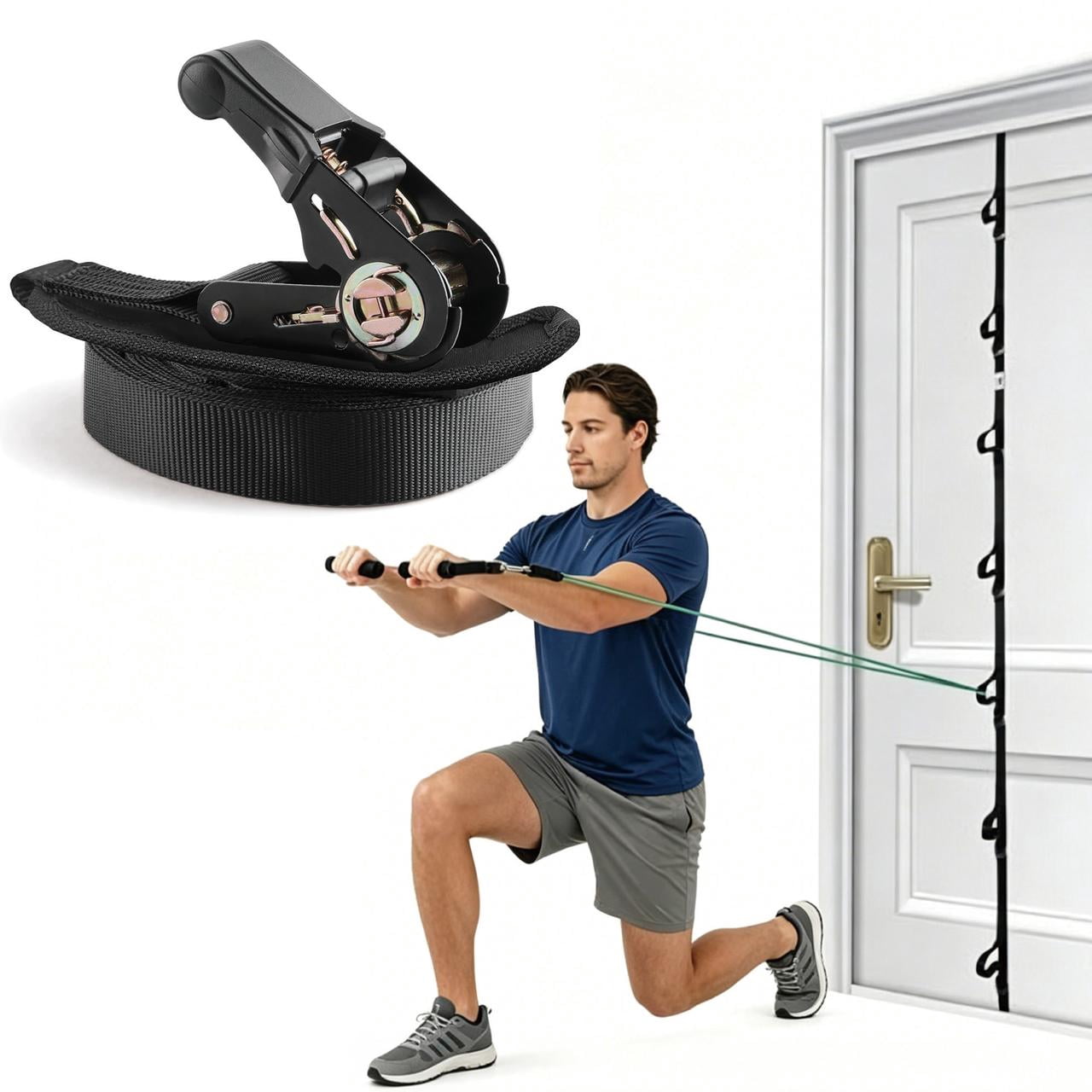 Athletic Works Home Gym Door Anchor Strap With Ratchet Adjustable Resistance Bands Attachment