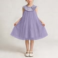 thumbnail image 5 of MKOSPLRT Girls Sleeveless Dress Ruffle Flower Mesh Tutu Gown Kids Flowy Party Skirt Vacation Easter Outfits Purple 3-4 Years, 5 of 6