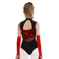 thumbnail image 2 of vastwit Girls Big Sequins Gymnastics Leotard with Arm Sleeves Ballroom Modern Tap Dance Outfit for Stage Performance Red 16, 2 of 6