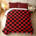 thumbnail image 2 of Manfei Classic Plaid Twin Quilt Set,Vintage Check Twin Coverlet Set,Red White,2pcs,1 Bedspread and 1 Pillowcase, 2 of 7