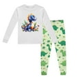 thumbnail image 2 of Pyjamas pour Garçons Ensemble de Pyjama Imprimé Dinosaure Col Rond Manches Longues Pantalon 2 Pcs Printemps Automne Pyjama Bébé Gris Clair 7 Ans-8 Ans, 2 of 5
