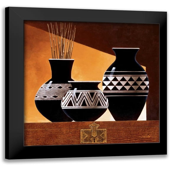Mallett, Keith 12x12 Black Modern Framed Museum Art Print Titled - Patterns in Ebony II