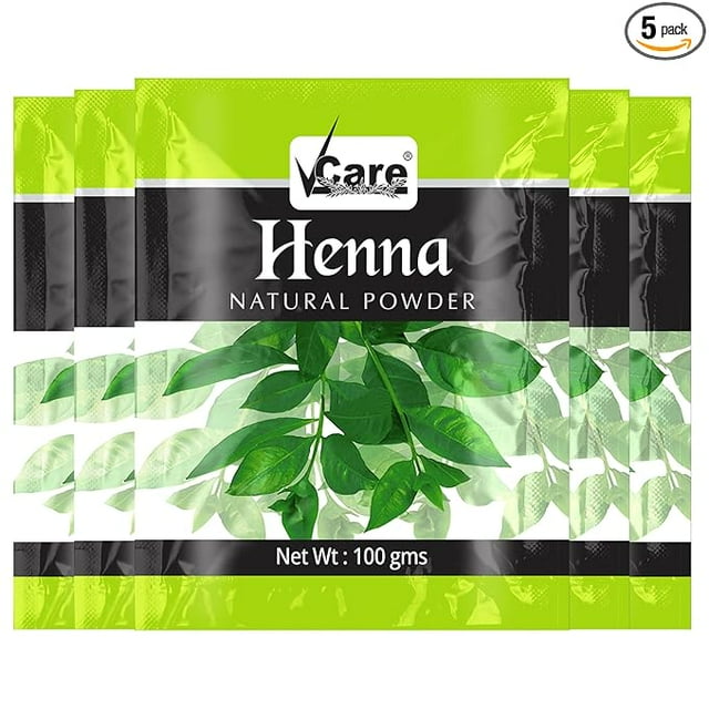 VCare Poudre de Henné Naturelle pour les Cheveux - 100 g (Lot de 5) / Naturel
