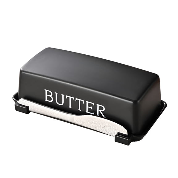 BPPEG Butter Dish with Lid，Butter Dish with Lid for Countertop，Butter Tray，Kitchen Butter Keeper，Butter Container，Butter Holder，Holds 1 Stick，Microwave and Dishwasher Safe，6.88X3.26 Inch，Black