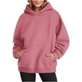 thumbnail image 2 of Chbgutlmr Hoodies for Women Fall Long Sleeve Basic Sweatshirt Solid Color Loose Athletic Pullover with Pockets, 2 of 7