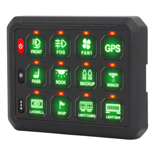 Panel De Interruptor Eléctrico, DC12-24V Botón RGB De 5 Pulgadas Panel De Interruptor De 12 Bandas 960W 1920W Con Función De Memoria Para Automóvil