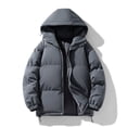 thumbnail image 3 of Timoontee Men's Loose Padded Coats Thickened Warm Hooded Coats Casual Comfy Hoodies Solid Zip Up Quilted Outerwear Coat Winter Trendy Coats Dark Gray L, 3 of 3