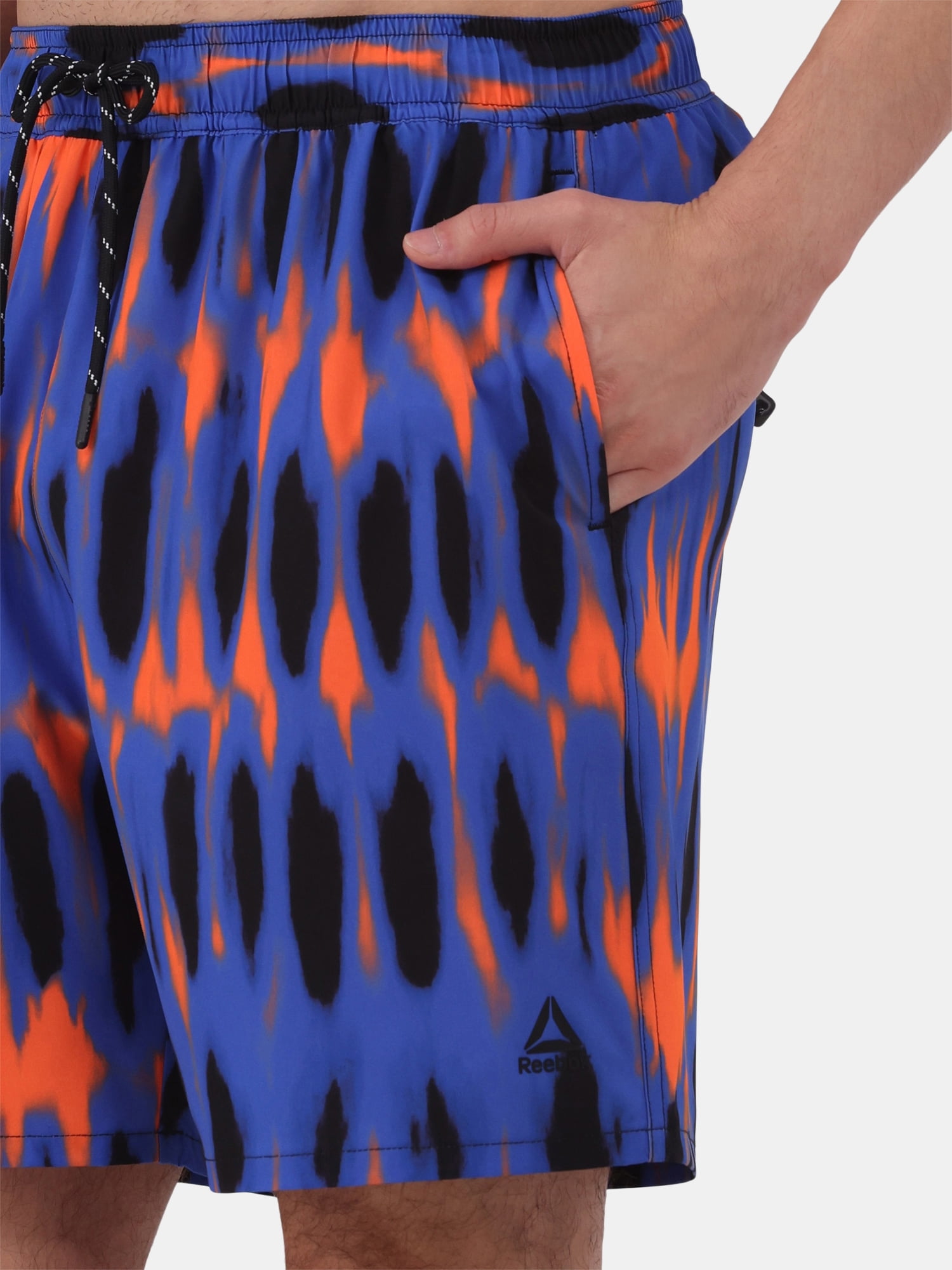 Reebok Men’s & Big Men's Printed Swim Trunks with Compression Liner, UPF 50+, 7” Inseam, Sizes S-3XL