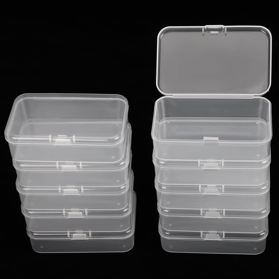 ACDANC 10Pcs Small Clear Plastic Beads Storage Containers Box Transparent Boxes with Hinged Lid for Small Items, Jewellery, Crafts Accessories Small Clear Containers with Lids