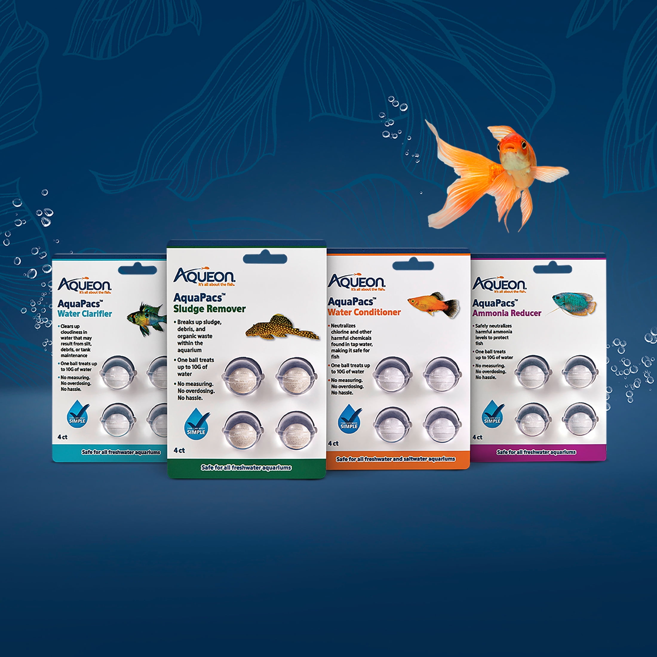(4 pack) Aqueon AquaPacs Sludge Remover 4-Pack