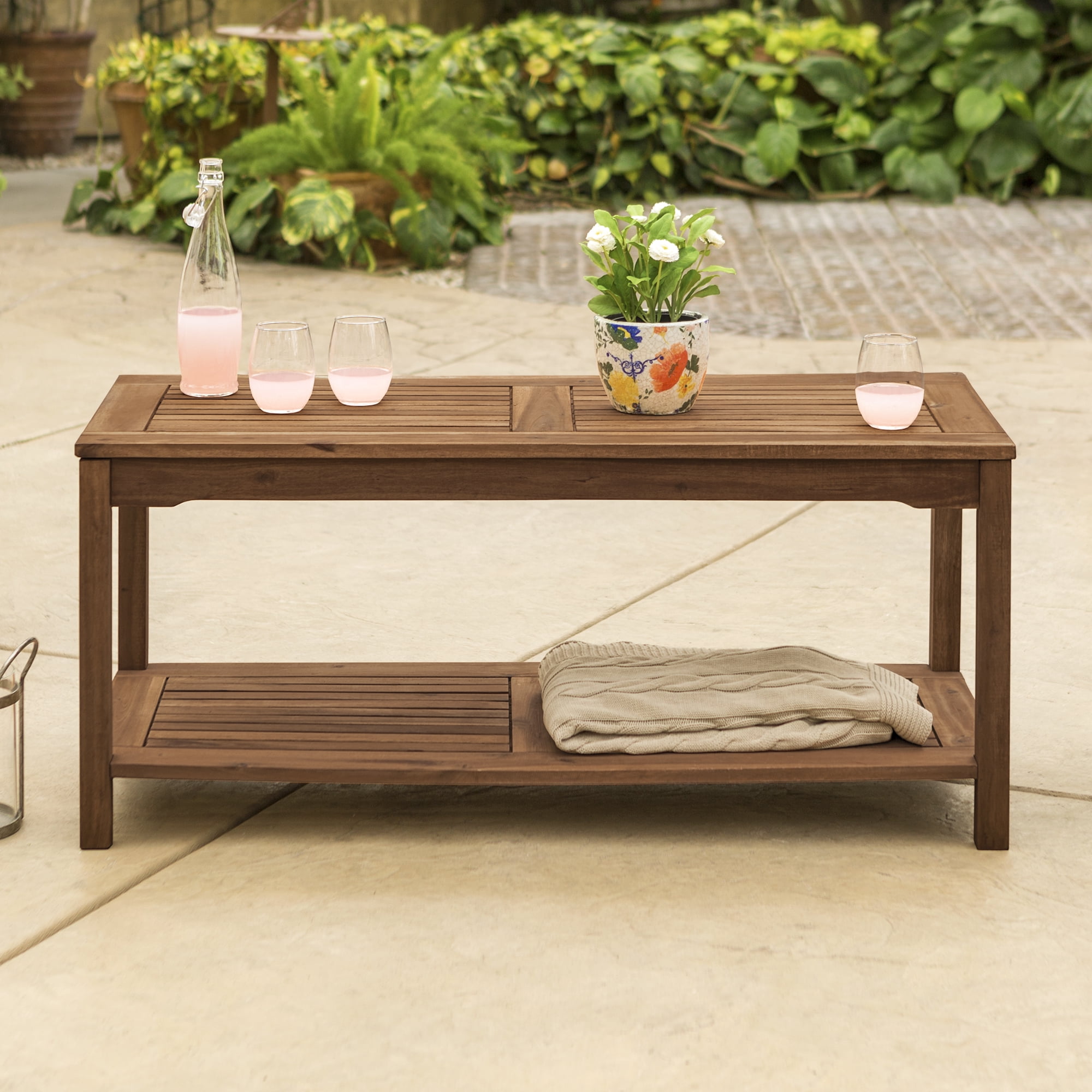 Manor Park Outdoor Acacia Wood Patio Coffee Table, Dark
