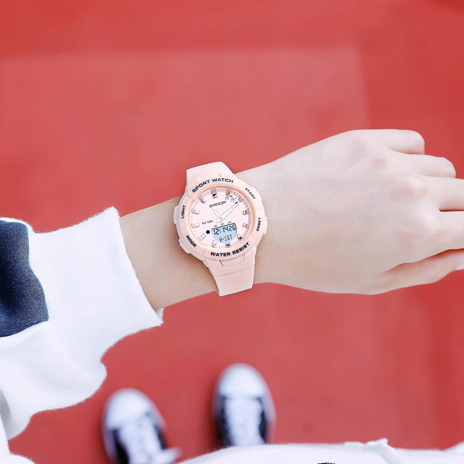 Electronic Wristwatch Digital Analog Quartz Watches Ladies Simple Resin 50M Waterproof Watch Multifunctional Military for Women