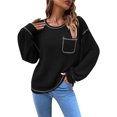 thumbnail image 3 of TAIAOJING Women Sweater Ladies Autumn And Winter Loose Top Solid Color Hoodless Pullover Knit Pullover Sweaters Top, 3 of 9