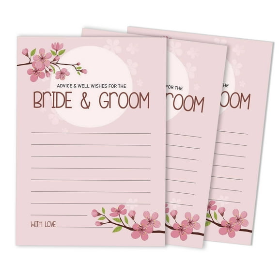 Inkdotpot Set Of 50 Advice and Well Wishes for The Bride And Groom, Floral Wedding Dcor, Guestbook Alternative Advice Cards 5x7 inches