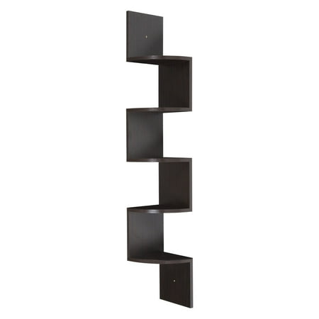 OneSpace - Large Corner Wall Shelf - Dark Walnut