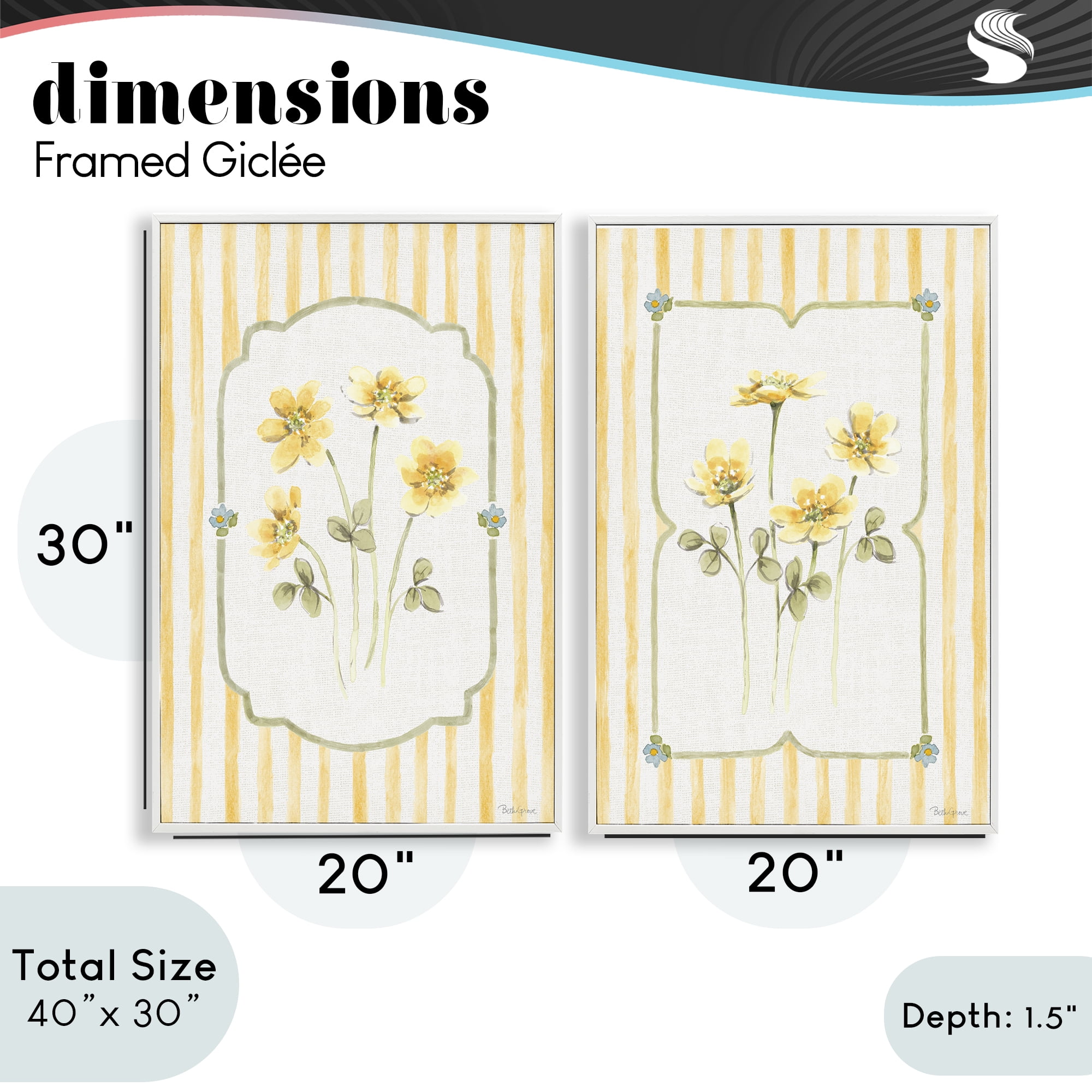 Stupell Industries Sweet Honey Blooms 2 Piece White Framed Giclee Art Set, design by Beth Grove