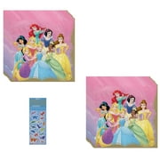 Disney Princess Birthday PriNst Party Supplies Bundle Pack includes Beverage Cake Napkins - 32 Count