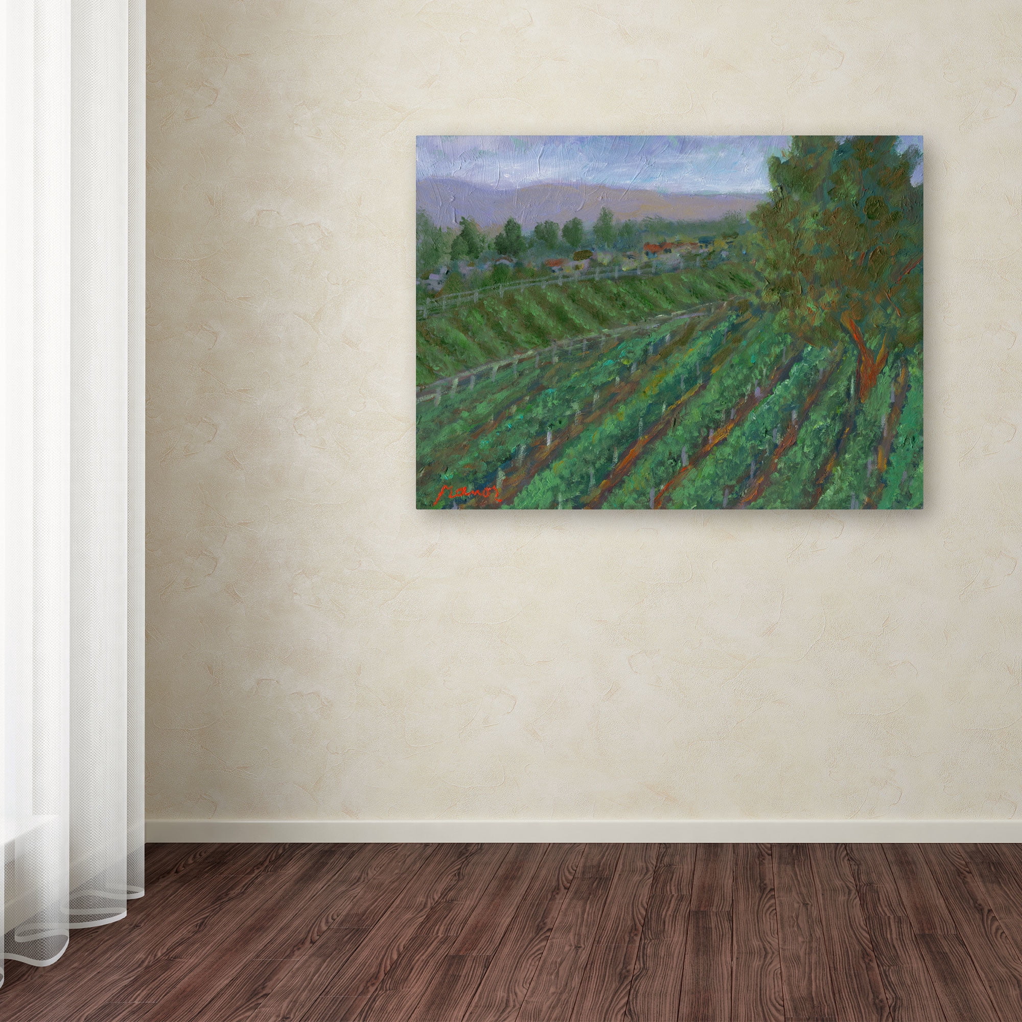Trademark Fine Art "Houses Under a Purple Sky" Canvas Art by Manor Shadian