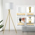 thumbnail image 3 of NATYSWAN Gold Tripod Floor Lamps for Living Room, Modern Standing Lamp with White Drum Shade & Rotary Switch, Studying Light for Bedroom, Study Room and Office, 3 of 9