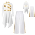 thumbnail image 5 of iiniim Girls Asymmetrical Lyrical Praise Dance Dress Liturgical Worship Church Robe with Palazzo Pants Set White 10, 5 of 7