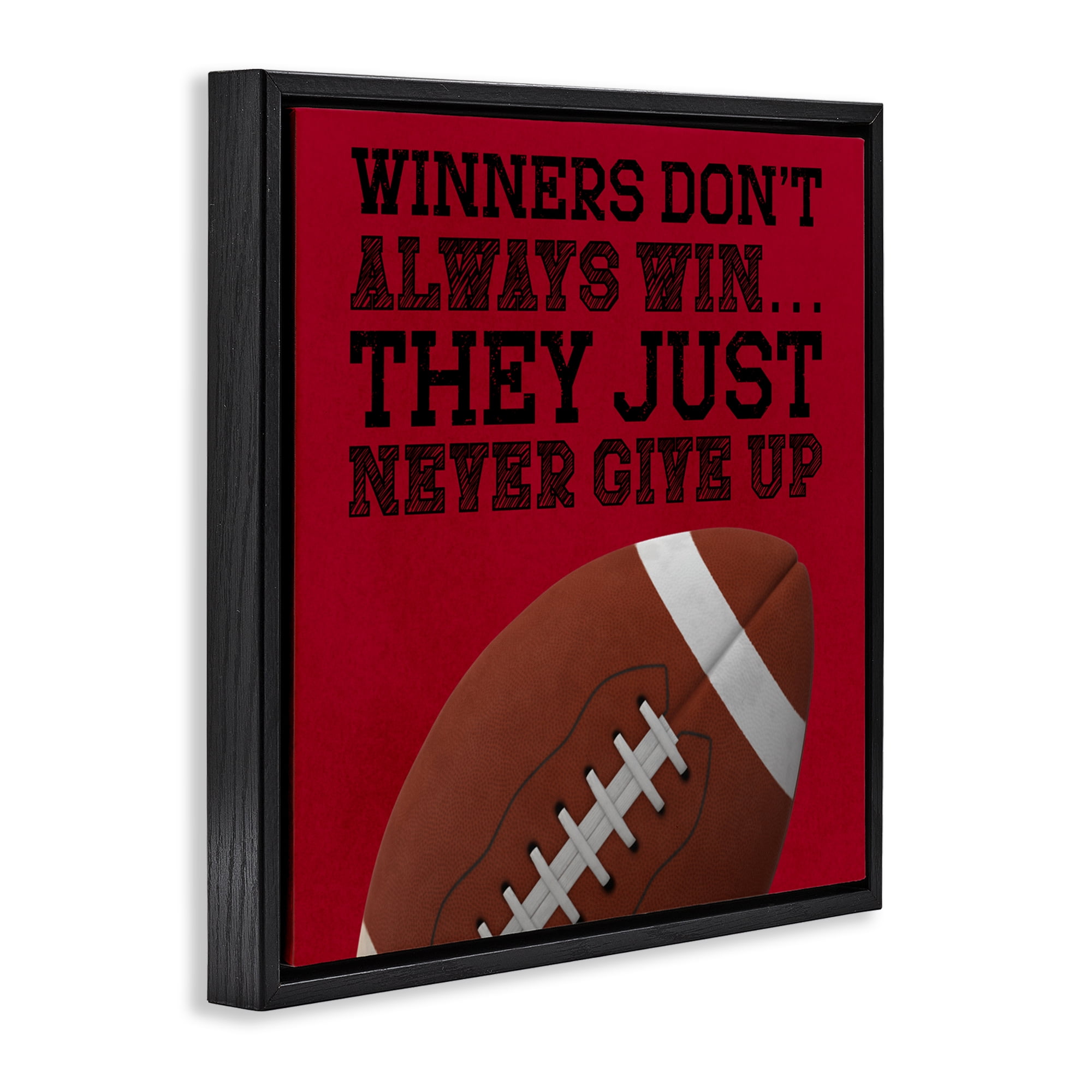 Winners Never Give Up Black Framed Floater Canvas Wall Art, design by Marcus Prime