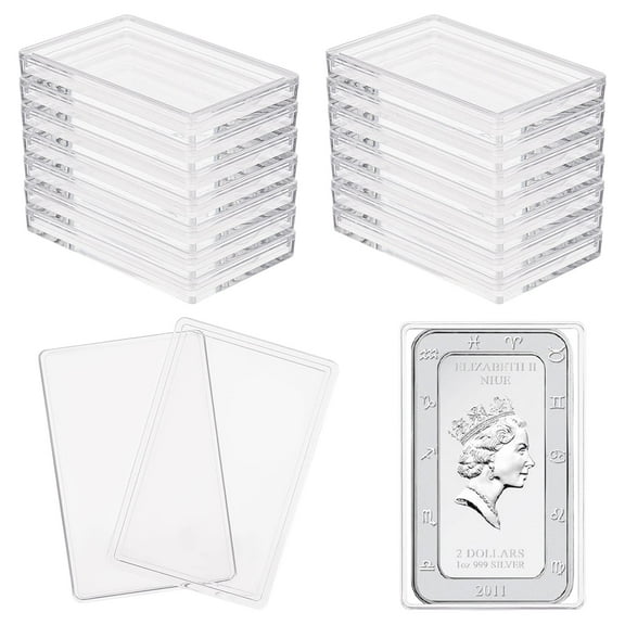 Trianu 15 Pack Silver Bar Case 1 oz Silver Bar Holder Clear Acrylic Storage Container for 1 oz Silver Bar 1 Troy Ounce Bar