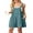 02-Blue Green, variant on Women's Rompers summer sleeveless short Jumpsuits Button adjustment with pocket Navy Blue Stripe L
