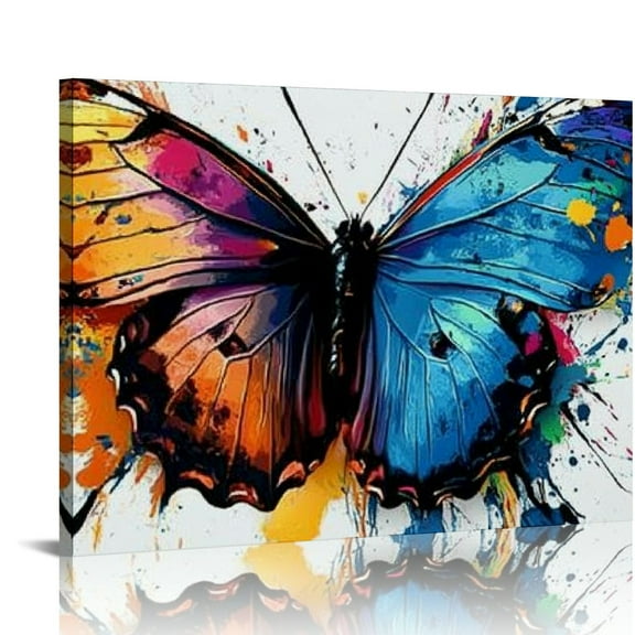 FCXZI Butterfly Wall Art Colorful Butterfly Pictures Wall Decor Canvas Print Painting Home Decoration Artwork For Living Room Office Bedroom Bathroom 16x12in