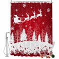thumbnail image 2 of Red Snowflake Christmas Shower Curtains for Bathroom, Xmas Tree Santa Elk Winter Waterproof Fabric Shower Curtain, Decorative Bathroom Curtain for Bathtub, 72"x84", No Hooks Included, 2 of 9