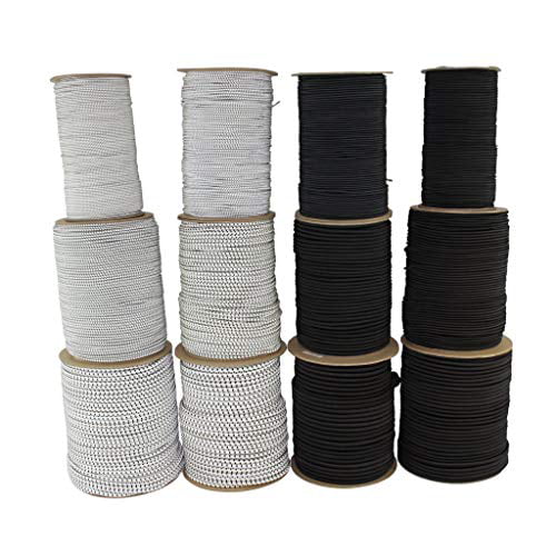 Industrial /& Camping 1//2 inch Crafting 10 feet - Coil - White w Black Tracer Commercial Tie Downs - SGT KNOTS Polypro Shock Cord for All-Weather Polypropylene Bungee Line // Elastic Rope
