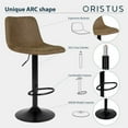 thumbnail image 3 of Okeysen Bar Stools Set of 2 Leather Counter Height Adjustable Swivel Armless Dining Chairs Mid Backs Metal Base for Pub Kitchen, Brown, 3 of 7