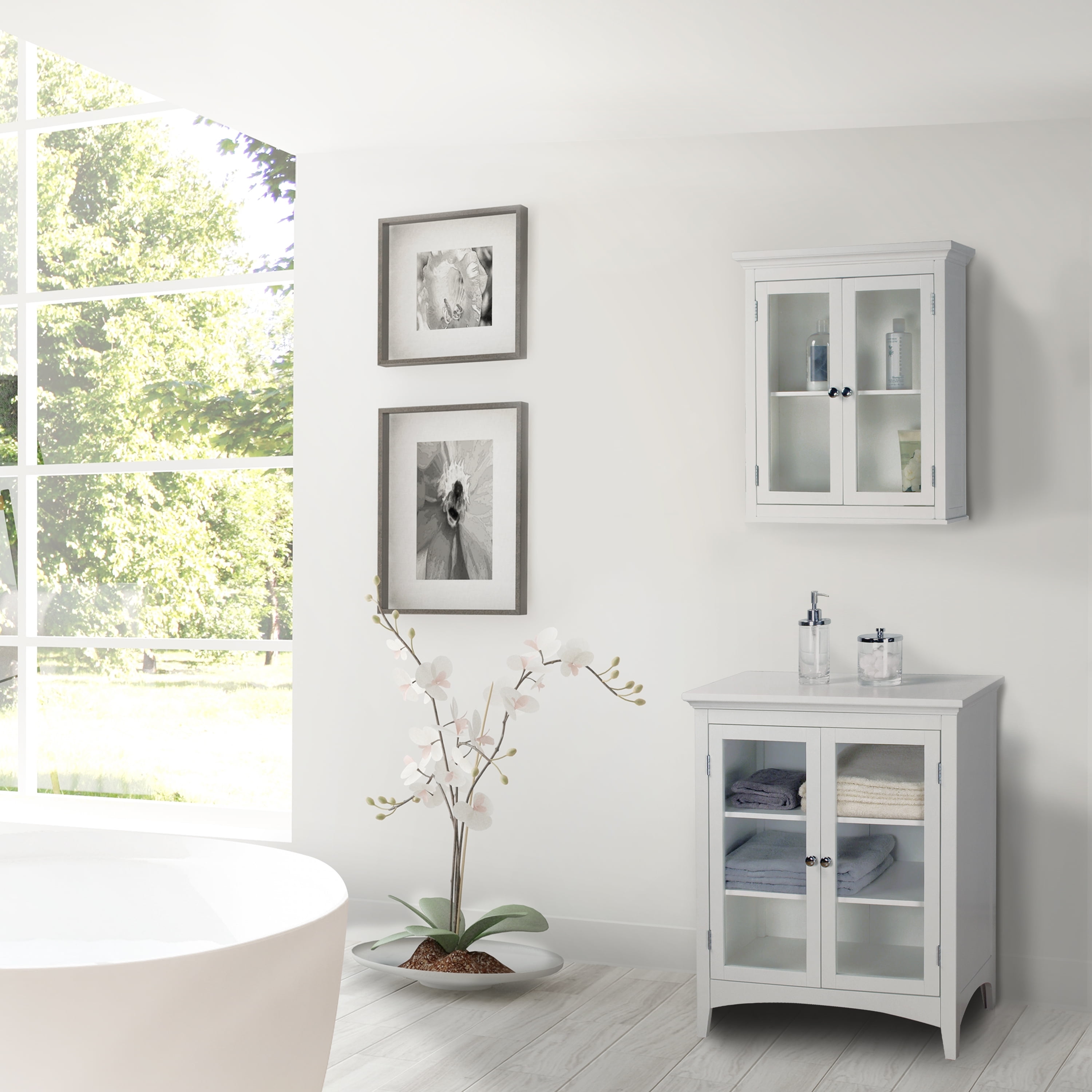 Teamson Home Madison Removable Wooden Wall Cabinet with 2 Doors, White
