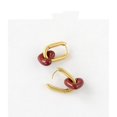 thumbnail image 3 of Retro lindo francés nicho arte hecho a mano amor rojo melocotón corazón pendientes esmalte, 3 of 5