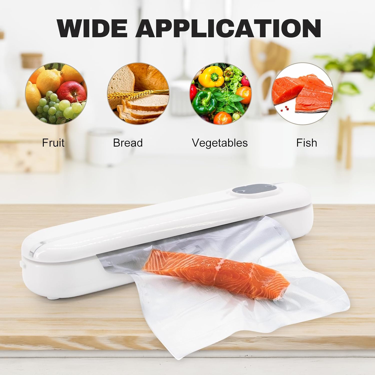 LC-dolida Multifunctional Vacuum Sealer, 60 kPa Food Vacuum Sealer Machine with LED Display & 10 Sealing Bags, 3 Sealing Modes One-click Operation Powerful Suction for Dry and Moist Food（White）
