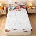 thumbnail image 4 of Erosebridal Watercolor Pumpkins Zipper Queen Comforter Set with Fitted Sheet and 2 Pillowcases, Hippie Vintage Autumn Leaves Zipper Bedding Set for Boys Girls, Blue Red White Brown, Reversible, 4 of 7