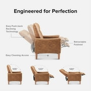 Mopio Arthur Recliner Chair with 3 Positions, 2-Tone PU Leather Accent Chair, Mid Century Modern Reading Chair, High Back Padded Support Comfy Sleeper Armchair, Nursery Chair for Living Room, Bedroom