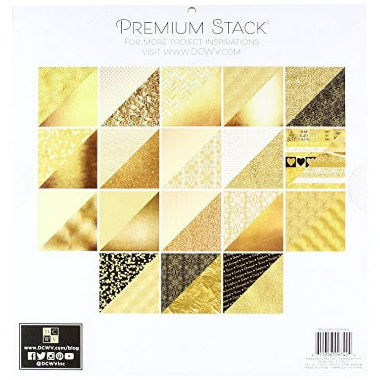 DCWV Double-Sided Cardstock Stack 12X12 36/Pkg Solid Gold W/Gold