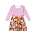 thumbnail image 5 of Abcomgle Girls Beach Dress Casual A-Line Long Sleeve Tshirt Dress Daisy Floral Print Crew Neck Girls Skater Dress Flare Swing Dresses for 4-14t Kids 4-5 Years,Pink, 5 of 5