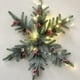 thumbnail image 1 of Copo de nieve artificial navideño colgante preiluminado de National Tree Company, verde, pino con bayas escarchadas, decorado con piñas, racimos de bayas y ramas escarchadas, colección navideña, 40 cm, 1 of 1