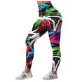 thumbnail image 5 of COMVALUE Women's Leggings - Full Length Bright and Neon Paint Splatter, Rainbow, and Patterened Leggings for Women Green Size XL, 5 of 6