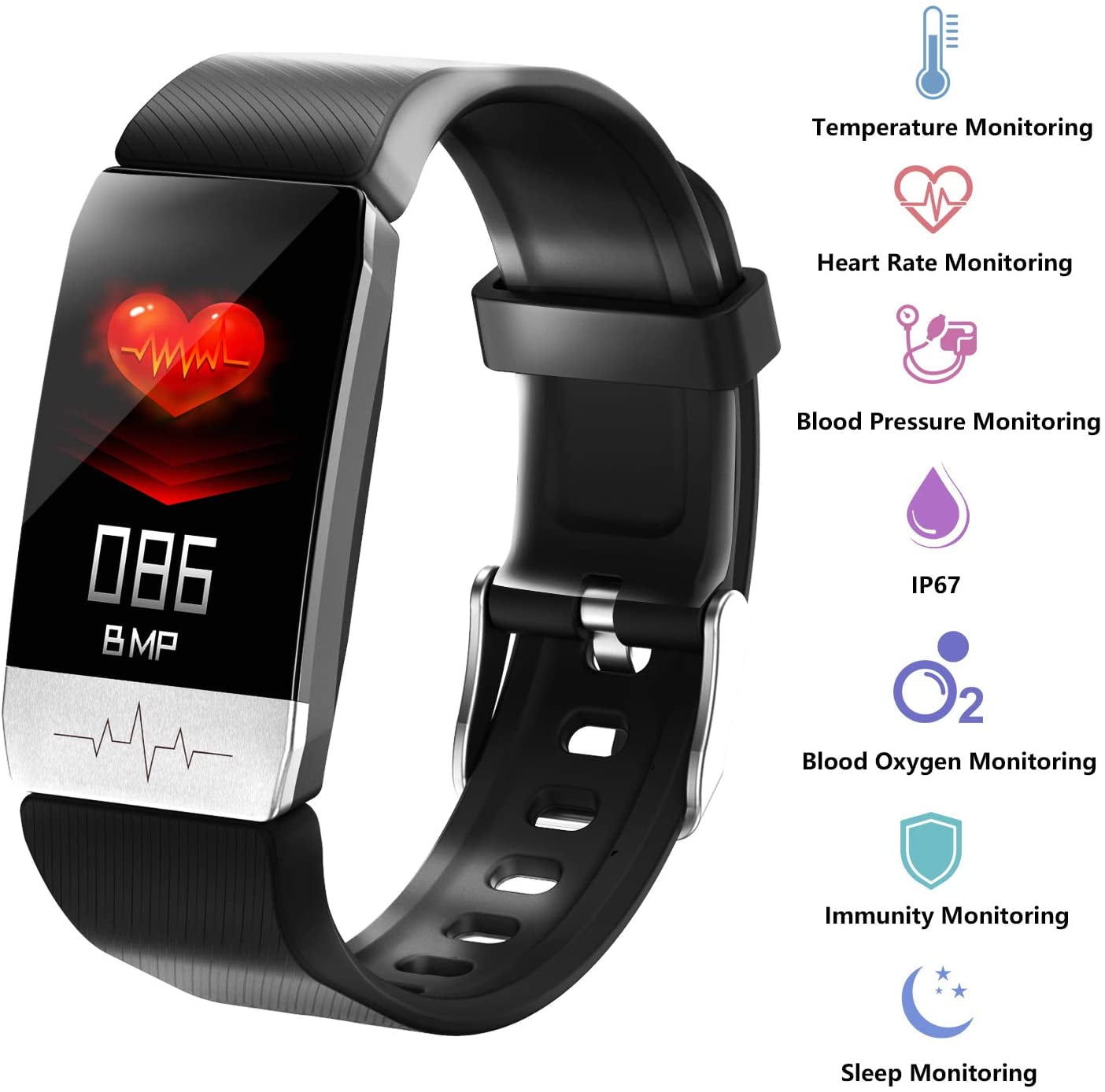 fitness tracker watch with blood pressure and heart rate monitor
