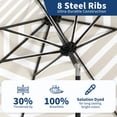 thumbnail image 3 of Garvee Parasol de Table de Patio 10 Pi, 8 Nervures Robustes, Manivelle et Inclinaison à Bouton-Poussoir, Rayures Beige et Blanc, 3 of 6
