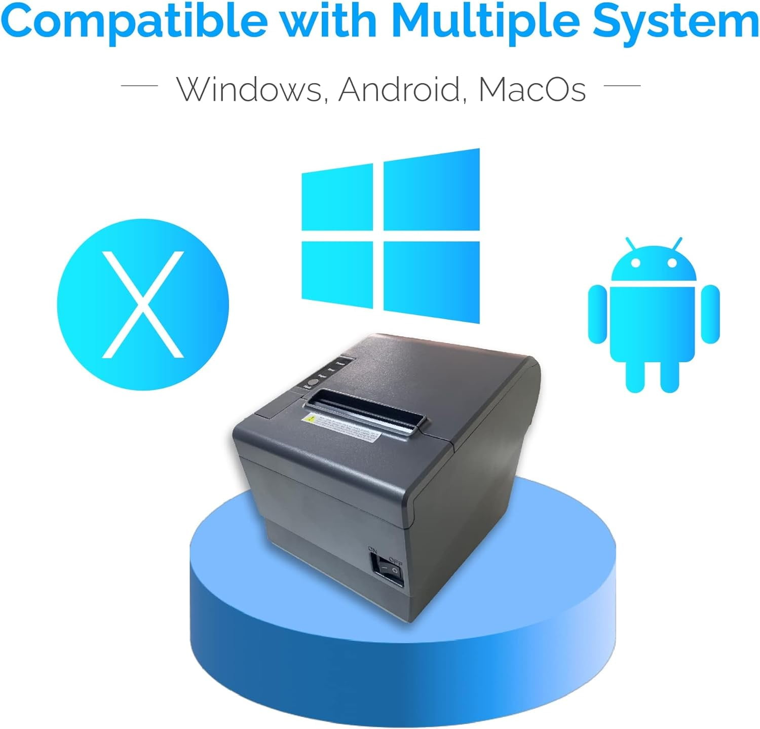 Thermal Receipt Printer PaperWidth 3” Cash Register Dual Bluetooth WiFi USB Support Food Delivery App Print Ticket Ubereats Doordash Grubhub Postmates Also for Togo Shop