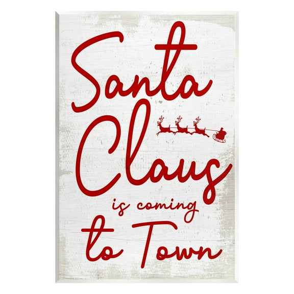 Santa Claus Coming to Town Phrase Holiday Graphic Art Unframed Art Print Wall Art