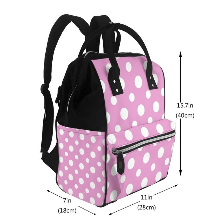 Gaeub Purple And White Polka Dot Print Mummy Diaper Bag Backpack