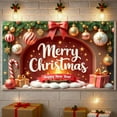 thumbnail image 2 of Festive Christmas Banner Colorful New Year Banner Gold Bow Star Pattern Holiday Banner for Christmas Party New Year Celebration Family Party, 2 of 8