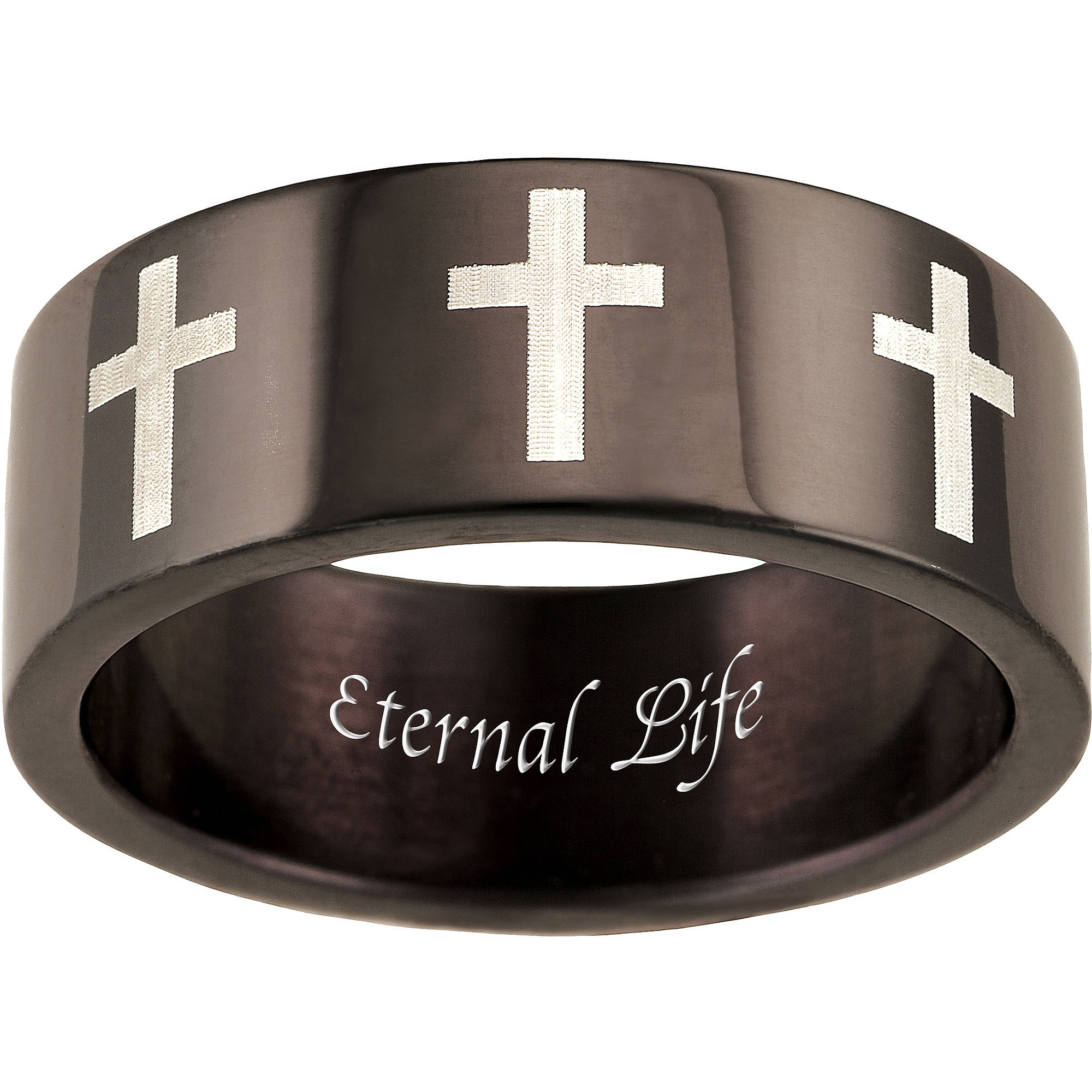 Personalized Family Jewelry Men's Belief Ring in Black Stainless Steel