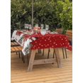 thumbnail image 2 of Outdoor Tablecloth with Umbrella Hole and Zipper, Red Christmas Rectangle Table Cloth 60x102 Inch Waterproof Tablecloth, Snowman Snowflake Xmas Tree Ball Elk Picnic Table Cover for Patio Camping, 2 of 7