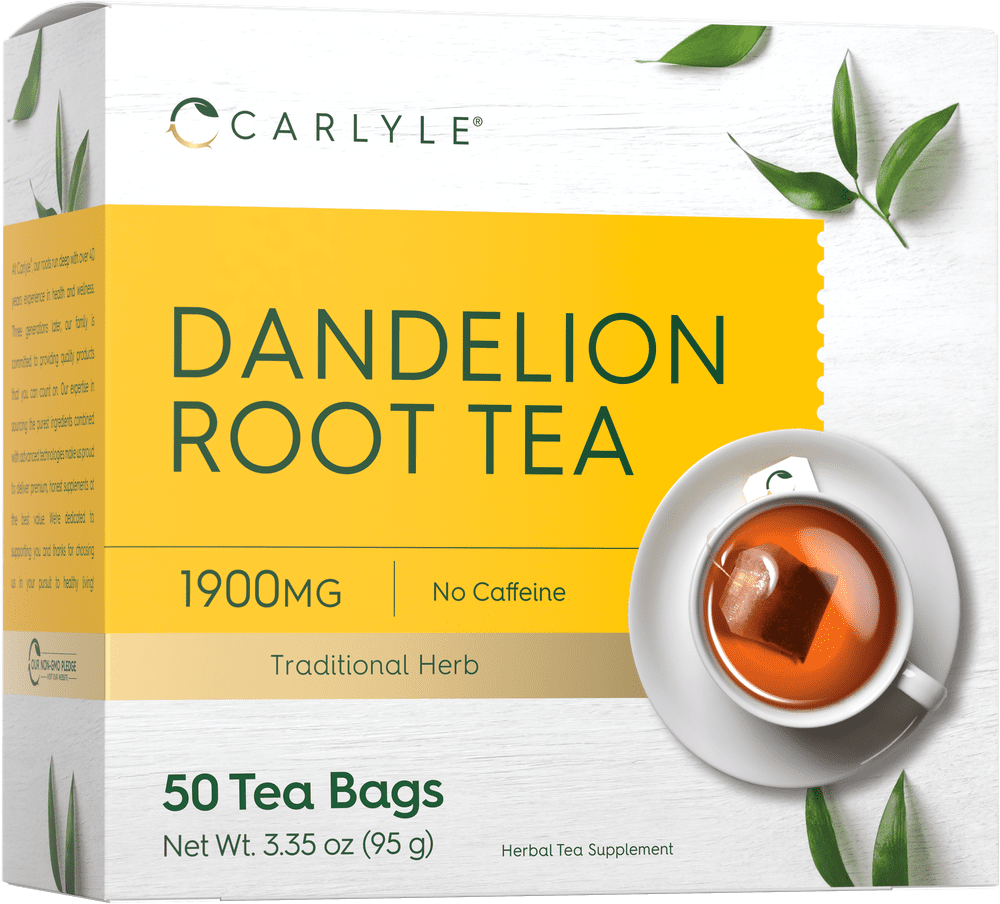 Dandelion Root Tea | 50 Tea Bags | Caffeine Free | Vegetarian, Non-GMO & Gluten Free Herbal Tea | by Carlyle